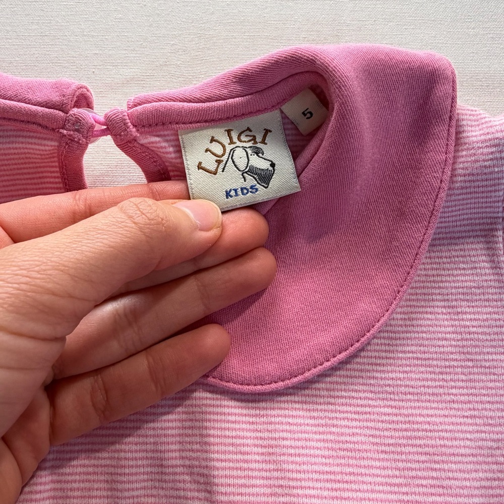 Luigi Kids Pink Striped Peter Pan Collar Dress Sz 5 Cotton Preppy Classic - Picture 3 of 5